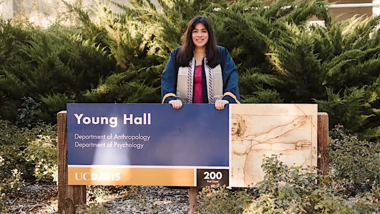 first gen college student Gaby Gonzalez at Young Hall