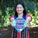 Paula Soto '21 with her decorated grad cap